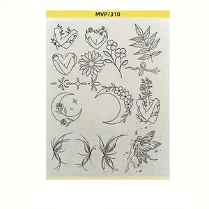 Pre-Drawn Tattoo Transfer Paper Roll, Pre-Drawn Patterned Tattoo Stencil Sheet, Easy Application Temporary Tattoos, Ideal for DIY Body Art