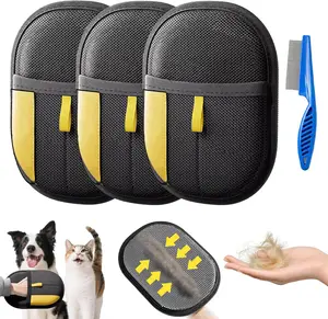 3pcs Pet Hair Remover, Electrostatic Pet Hair Removal Gloves, Reusable Cat & Dog Hair Remover for Couch, Furniture, Carpet, Curtain, Upgraded Animal Fur Removal Tool, Cat Grooming Gloves