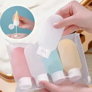 4pcs Silicone Plastic Travel Bottles 2.03oz Refillable Leakproof Unscented Cosmetic Containers for Lotion Shower Skincare Portable Toiletry Sub Bottling Kit Fine Mist Spray Bottle Face Mist Empty Bottle