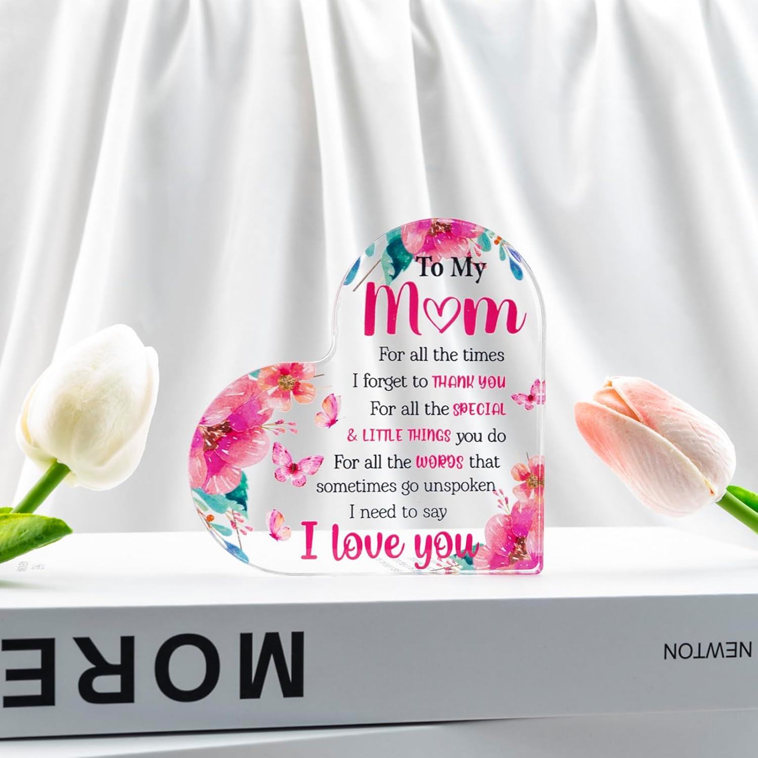 Heart-shaped acrylic block for mom – a thoughtful Christmas stocking stuffer or gift for Mother's Day, birthday, or any special occasion!