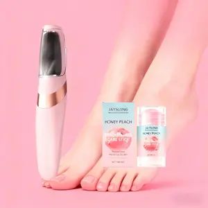 1 piece portable foot rasp + moisturizing stick, electric foot callus remover, USB rechargeable foot exfoliator, foot peeling and callus removal tool, home foot dead skin remover