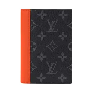Louis Vuitton Monogram Eclipse Coated Canvas Passport Case for Men, Color-Blocked Orange Design
