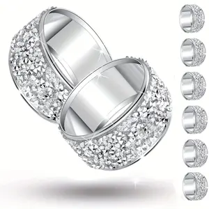6 Pieces Silver Shiny Napkin Rings, Napkin Holders, Suitable Dining Tables, Thanksgiving, Weddings, Dinner Parties, Home Decoration