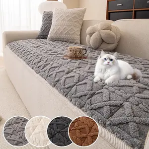 Thick Plush Sofa Cushion Cover, Washable Sofa Protector, Pet-Friendly, Non-Slip, Suitable for 2/3/4-Seater Sofas, Modern Home Decor, All Seasons, Reusable
