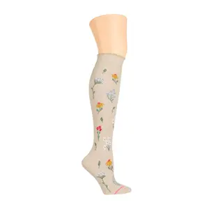 Women's Knee High Compression Socks - Dr. Motion Floral Wildflowers, 1 Pair, Moisture Wicking, Soft Breathable Moisture Wicking Socks