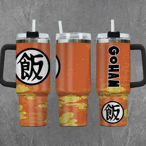 [Dragon Ball] Gohan Kanji Orange Cloud 20oz & 40oz Tumbler With Handle – Anime Gaming Stainless Steel Cup, Insulated Iced Coffee Mug, Aesthetic Design, Trendy Drinkware, Daily Use, Gift Idea, Fan Favorite, Gift For Otaku & Anime Fans