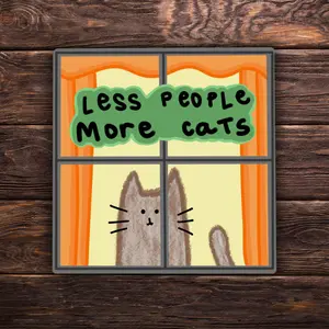 Less People More Cats Sticker | Hand Drawn | Vinyl Sticker | Cat Stickers | Novelty | Cute Cat Sticker