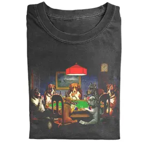 Funny Dogs Playing Poker Vintage T-Shirt and Sweatshirt – Retro Gambling Dog Meme Graphic Tee, Poker Night Humor Shirt, Unisex Streetwear