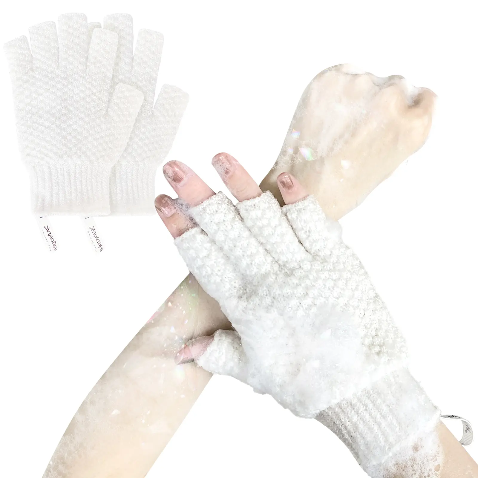 Evridwear Fingerless Exfoliating Bath Gloves – Light, Moderate, and Heavy Texture Nylon Body Scrub for Shower – Dead Skin Remover Accessories pink lightweight feminine hygieneproducts