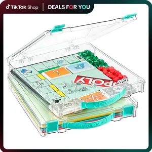 【New Arrival】Vtopmart 2-6 Pack 4.5 Qt Board Game Storage with Handle and Snap-Tight Latch Lid, Craft Organizer Box Fit 12" x 12" Papers, Stackable Clear Storage Box for Art Supply Storage, Paper Storage, Puzzle Storage fathersdaygift