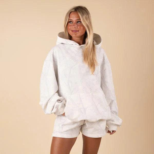 Women's Cozy Oversized Hoodie & Shorts Lounge Set Soft Neutral