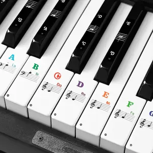 Piano Keyboard Stickers for 88/61/54/49 Key, Piano Keyboard Stickers for  Learning Piano, Transparent and Removable Piano Key Labels Notes, Colorful