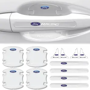 12pcs Car Door Handle Scratch Protector Stickers, Invisible Transparent Anti-Collision Strips, Corner Protection for Ford Vehicles