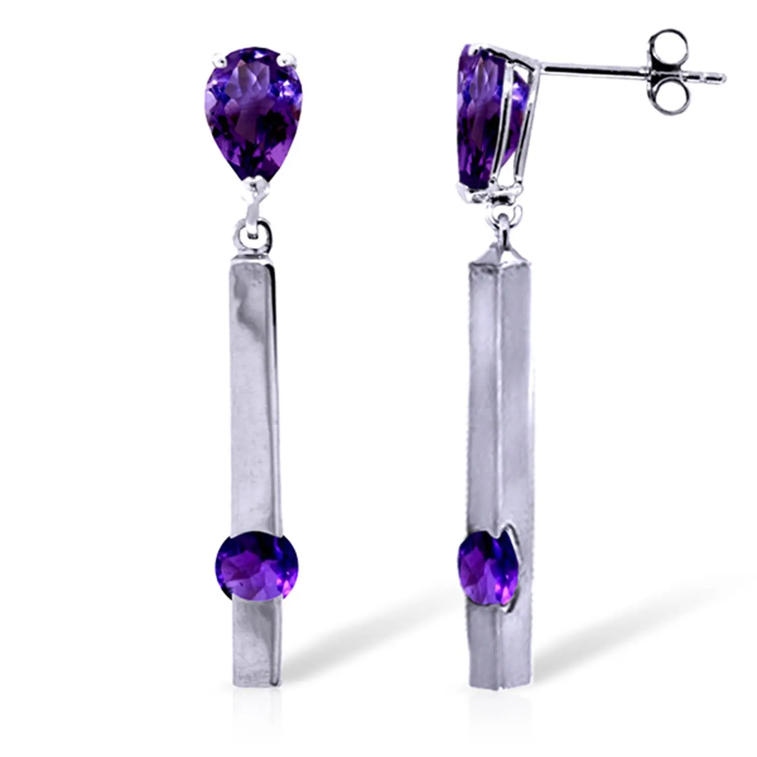 4.25 CTW 14k Solid White Gold Repair My Heart Amethyst Earrings