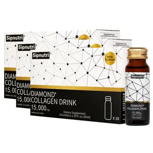 Sipnutri Diamond Liquid Collagen Beauty Drink, 15000mg Hydrolyzed Marine Fish Collagen Peptides with Vitamin C 50ml x 30 Bottles Edible Healthcare