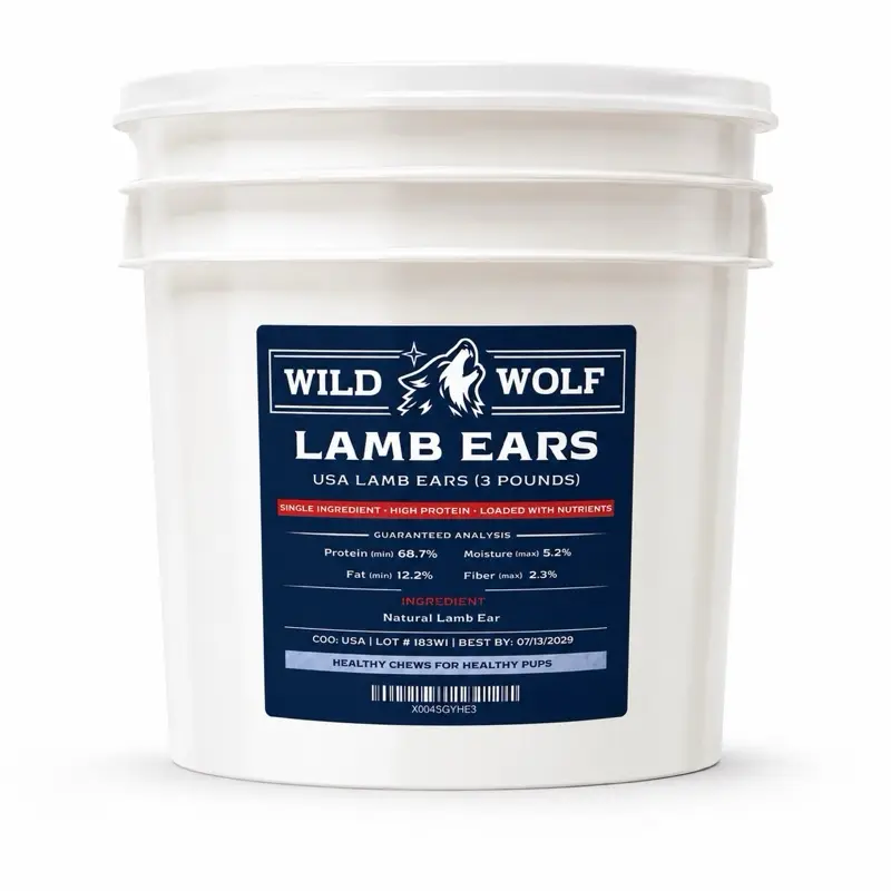 USA Lamb Ear Bucket (3 LBs./~65 Ears) 100% Natural Dog Chew Treats - Single-ingredient - Bulk Value- Healthy, High Protein Dog Snack  #dogchews #dogtreats #doglovers