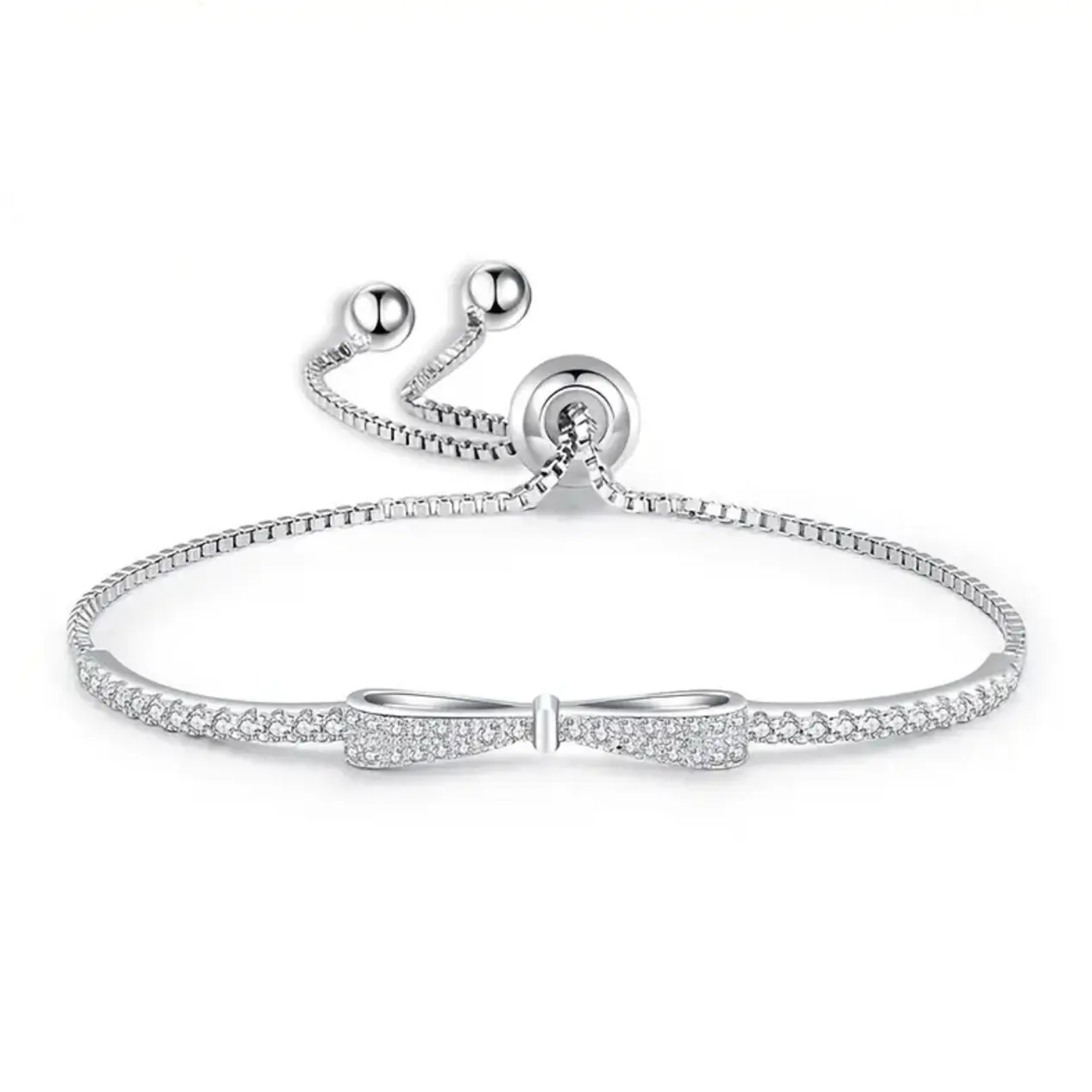 Women's 2026 New Light Luxury Adjustable Bow Bangle - Diamond Bracelet Band, 30g, 41-50 cm, Advanced Temperament Daily Costume Jewelry