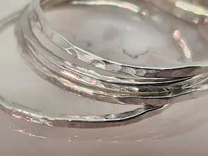 Hammered Sterling Slim Stacker Bands