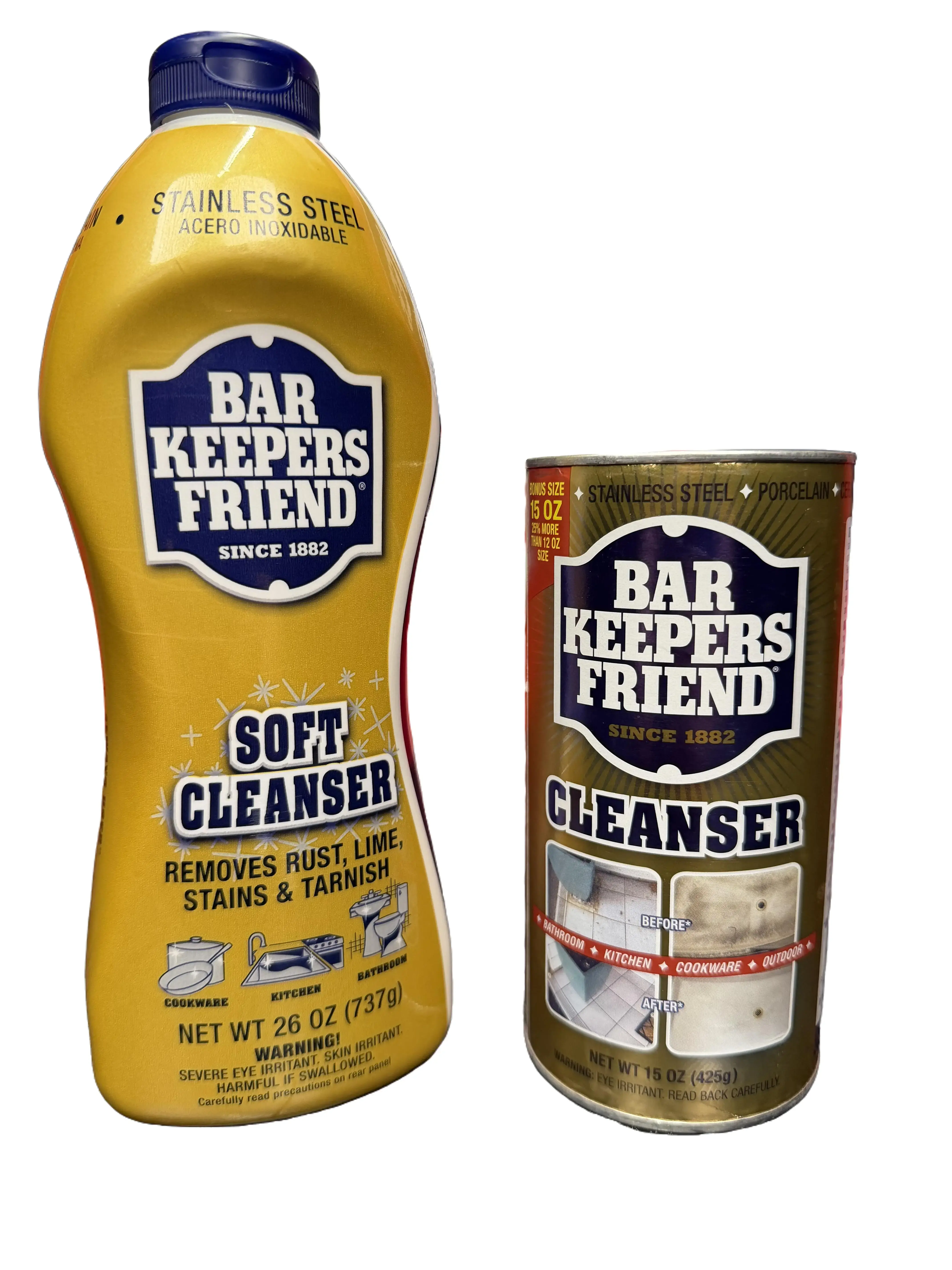 2 Pack! Bar Keepers Friend 26oz Soft Polish and 15oz Cleanser