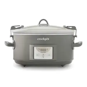 Crock Pot 7 Qt Cook and Carry Programmable Slow Cooker with Locking Lid, Grey