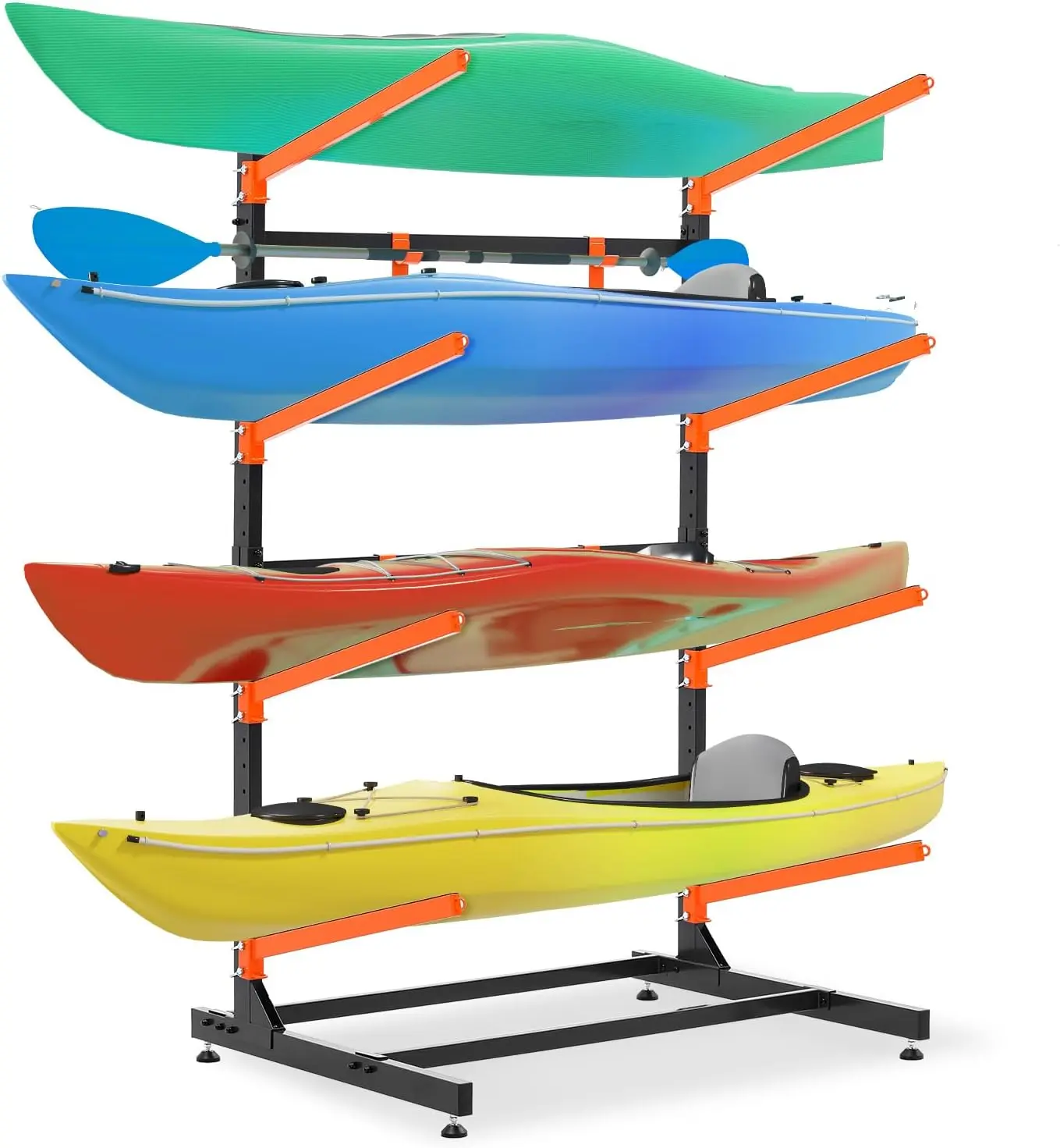 Kayak Storage Rack Heavy Duty | Freestanding Adjustable Garage Organizer for Kayaks, Canoes, Paddleboards & Surfboards