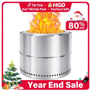 HGD 20 inch Smokeless Firepit Outdoor, Stainless Steel Fire Pit, Smokeless Fire Pit for Outside with Carry Bag for Camping Backyard Patio Garden Picnic