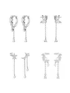 S925 pure silver exquisite light luxury butterfly, star, moon tassel earrings for women's jewelry, anti allergic, very suitable for anniversaries, engagements, birthdays and dressing gifts, High Quality Earrings