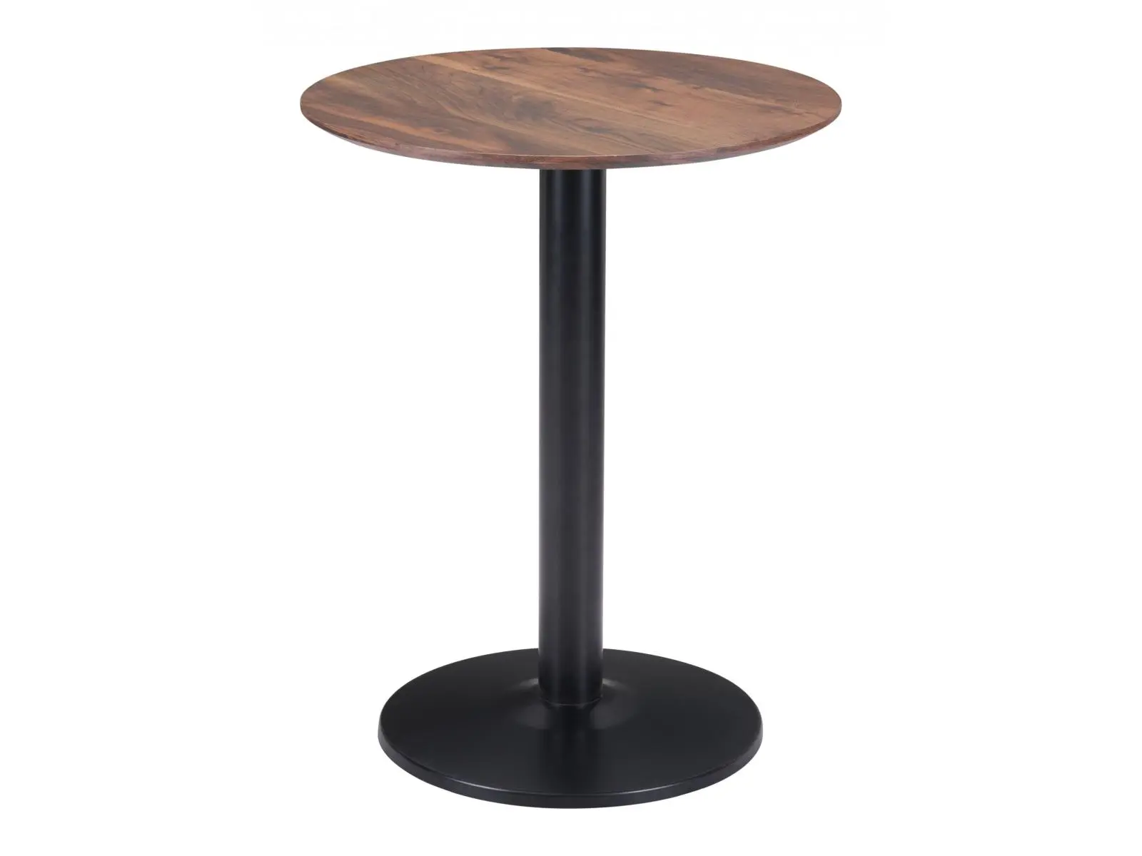 29.5 x 23.6 x 23.6 in. Walnut & Black Pedestal Bistro Table