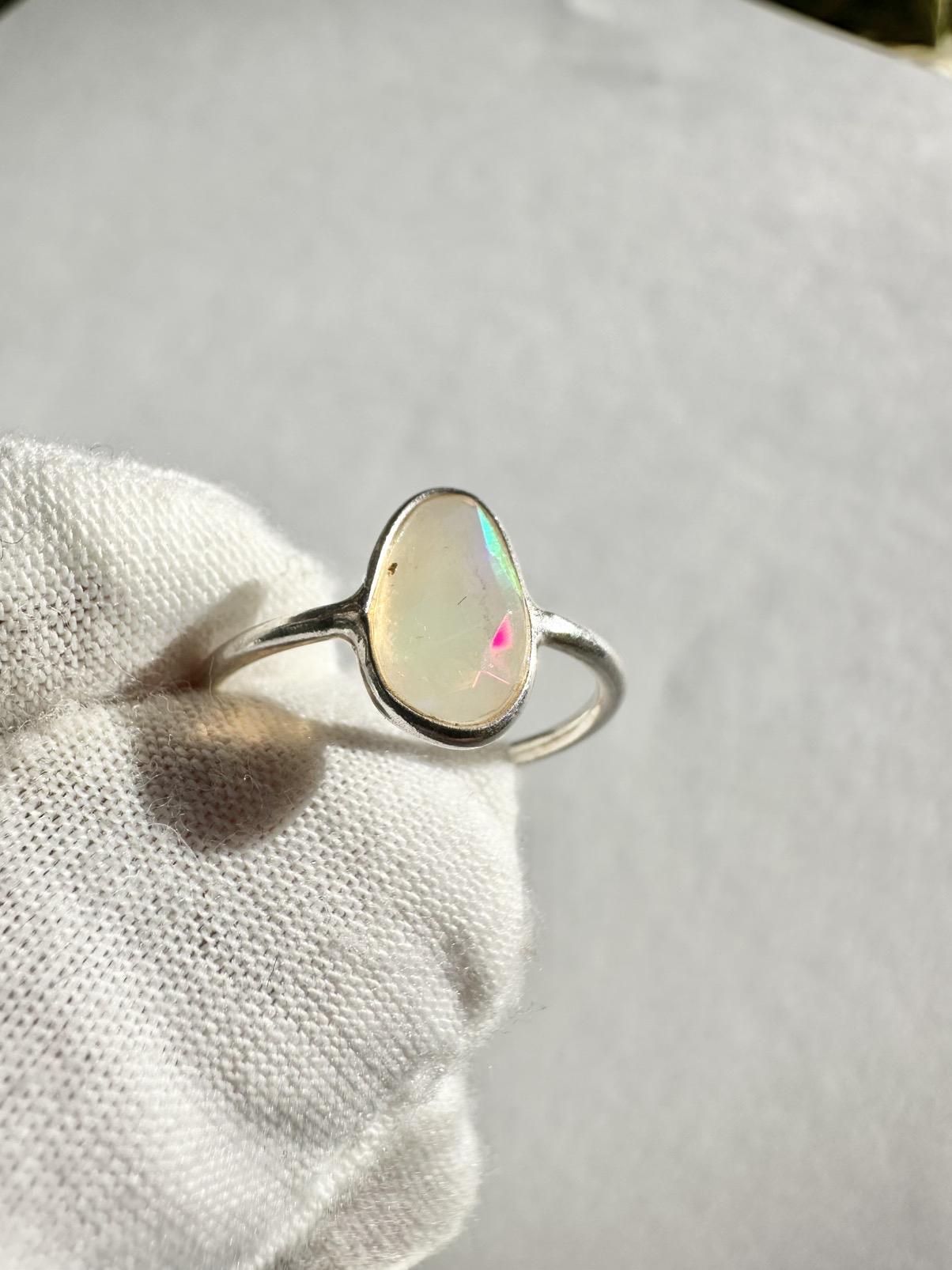 Vintage Style Rosecut Ethiopian Opal Sterling Silver Stacker Ring