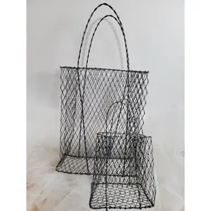 Wire Baskets, w/Handles, Wall Decor Baskets, Holiday Table Baskets, Grey Color Wire Baskets,