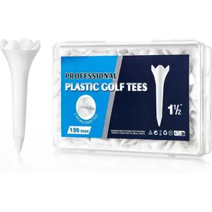 1 1/2 Inch Plastic Golf Tees, Short Tees 120 Pack with Low-Friction Design for IronPar ThreesHybrids and Driving Range, with High Stability and Low-Friction Performance Golf Tees Plastic