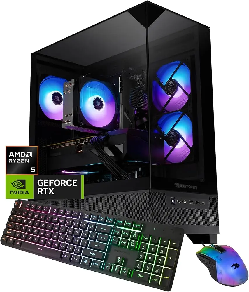 Gaming PC Desktop Computer AMD Ryzen 5 8400F CPU, NVIDIA GeForce RTX 3050 6GB GPU, 16GB DDR5 RAM, 1TB NVMe SSD, Windows 11