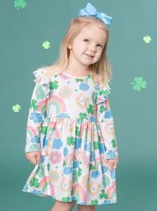 Lucky Charm Rainbows Ruffle Dress