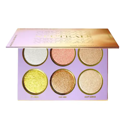 MARYLIA SCOTT COSMETICS "Your Highlight Is Too Bright" Compact Highlighter Makeup Palette, 6-Shade Large Pan Neutrals, Titanium Cosmetic Natural Highlighter