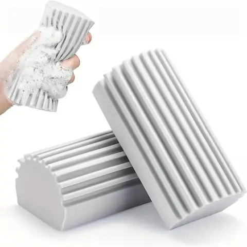 Damp Duster Set, 2 Counts Magic Dust Cleaning Sponge, Cleaning Pads for Baseboard, Blind, Tiled, Furniture, Couches, Vent, Grill, Screen, Cleaning Tool, Cleaning Supplies, Bathroom Accessories