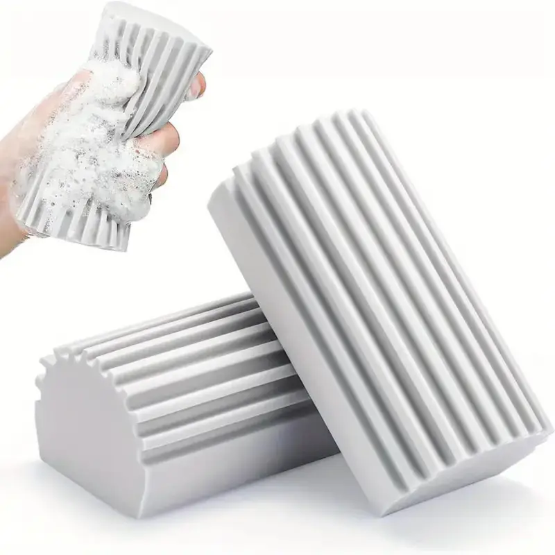 Damp Duster Set, 2 Counts Magic Dust Cleaning Sponge, Cleaning Pads for Baseboard, Blind, Tiled, Furniture, Couches, Vent, Grill, Screen, Cleaning Tool, Cleaning Supplies, Bathroom Accessories