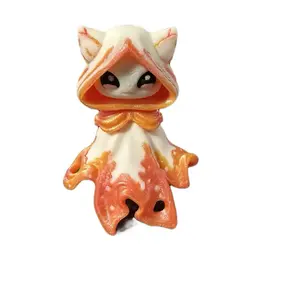 3D Printed Cat Ghost Home Decor - Unique Orange and White Design for Creative Decorations Halloween