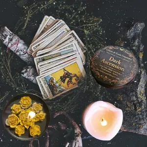 Glitter & Goth Creations - Unholy Coven Collection. Dark Ascension 8oz hand-poured candle for Mystical Rituals and Spiritual Guidance - Black Amethyst Frankincense Amber Scent for Transformation Growth Becoming Decor Light