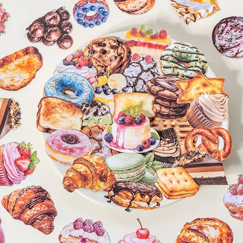 40 Sheets Bakery Series Baking Theme Adhesive Stickers, Sticker Set, Decorative Sticker, Graphic Decal, Handmade Journal Material, DIY Frame Scrapbook Diary Album Calendar Decoration, Scrapbook Accessories, Stickers For Scrapbooking, Crafts