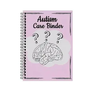 Autism Care Binder, 1 Count 90-Page Special Needs Planner for Autistic Children, Therapy Journal with Brain Illustration & Good Day Stickers, Spiral Bound Planner