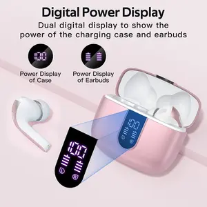 True Wireless Earbuds Bluetooth Headphones Touch Control with Wireless Charging Case IPX5 Waterproof Stereo Earphones in-Ear Built-in Mic Headset Premium Deep Bass for Sport (Black)