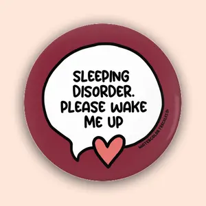 Sleeping Disorder Please Wake Me Up Speech Bubble Pin Button || Disability Pinback Button || Narcolepsy Communication Badge