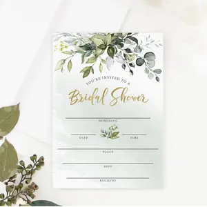 Bridal Shower Invitations and Envelopes, Eucalyptus (Set of 25)