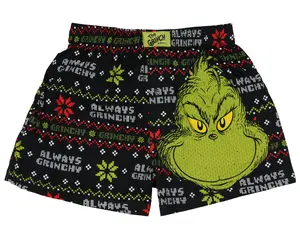 How the Grinch Stole Christmas Adult Always Grinchy Fairisle Boxer Shorts Sleepwear Loungewear for Men Women