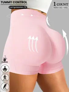 Women's High Waist Seamless Sport Shorts, Ribbed Texture, Abdominal Control, Butt Lifting, Comfortable Tight Fit, All Seasons Yoga Gym Wear