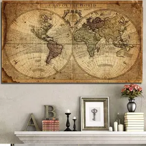 Artistic Frameless Canvas Earth Print, Sepia Wall Arts, Wall Decoration Poster for Living Room