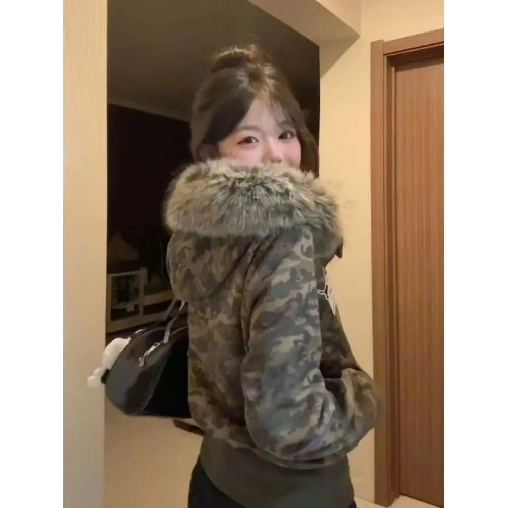 fur hooded zip up y2k - TikTok Shop