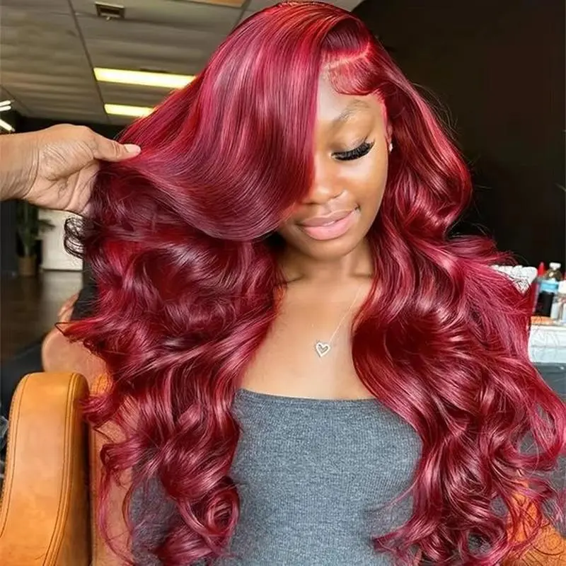 [Bling Hair]  99J Lace Frontal Body Wave Wigs Human Hair 13x6 Lace Wig Pre Plucked for Women 13x4 Brazilian Lace Front Wig With Baby Hair