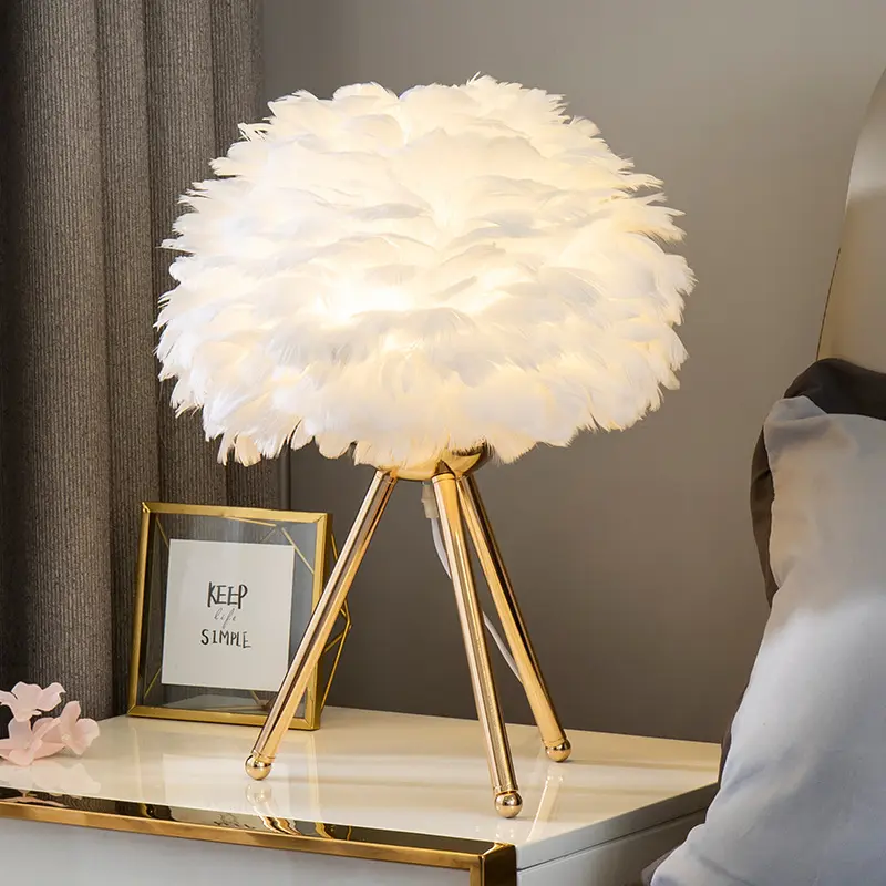 CNCEST Sturdy Iron Swan Feather LED Bedside Lamp - Electroplating Process, Low Voltage, Modern Nightstand Lamps, Room Decor, House Decor, Home Decoration, Manufacturer Warranty, Ideal Christmas Gift, Home Accessories