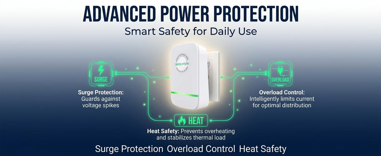 Electricity Saving Box, 2026 Updated Energy Saver Plug with US Plug, 90–250V Power Saver with Voltage Optimization & Surge Protection for Home Office